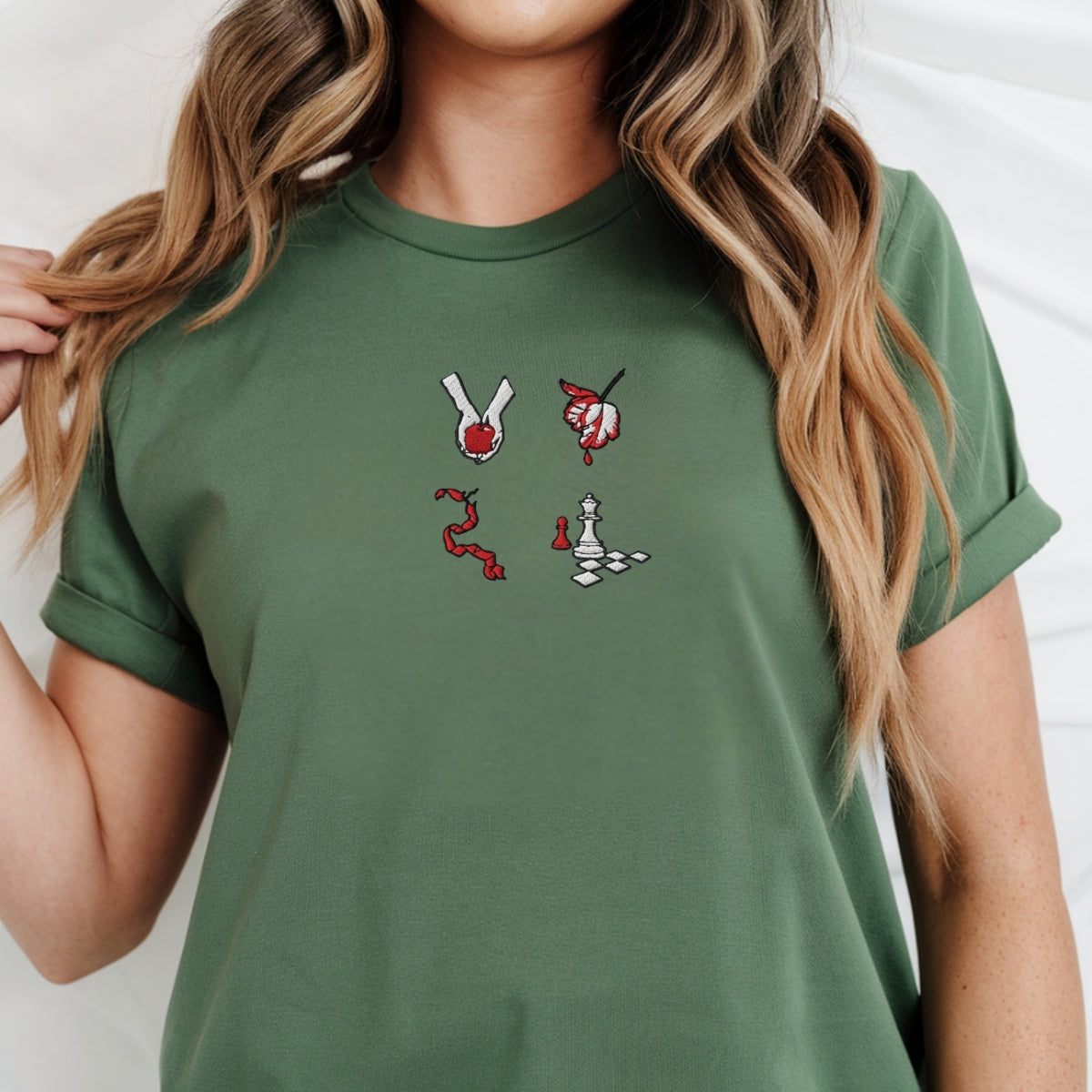 Custom Embroidered Book Cover T-Shirt - Aesthetic Reader Tee