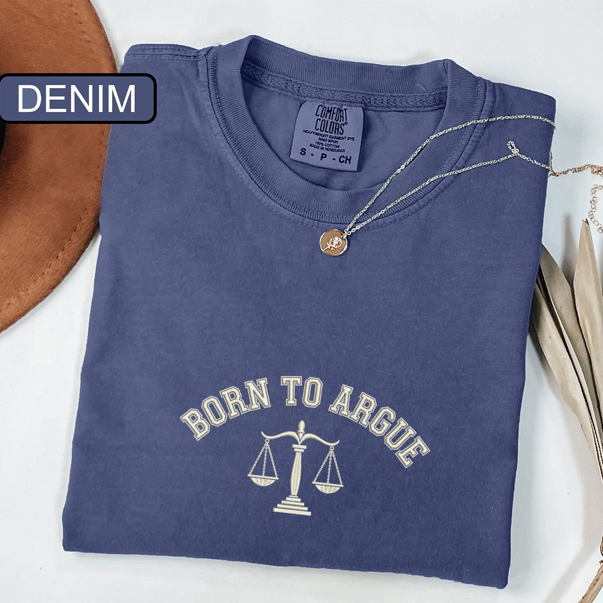 Custom Embroidered Born To Argue T-Shirt | Funny Lawyer Tee – Law Student & Attorney Graduation Gift