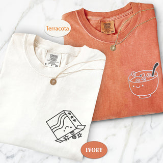 T-shirts brodés personnalisés assortis pour le petit-déjeuner pour couples