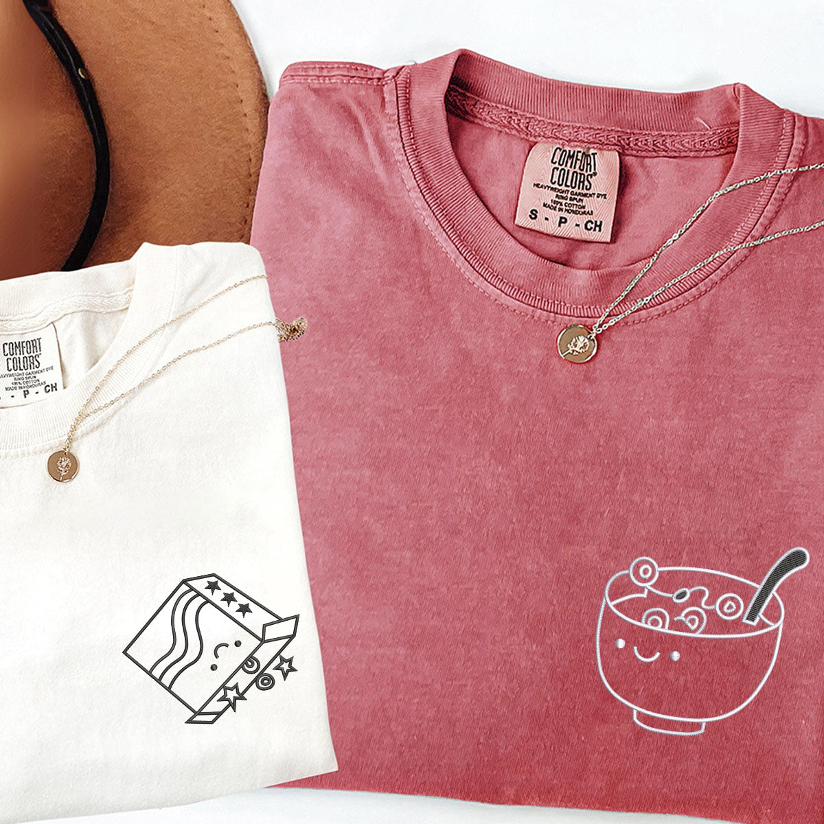 Custom Embroidered Breakfast Time Matching T-shirts for Couples