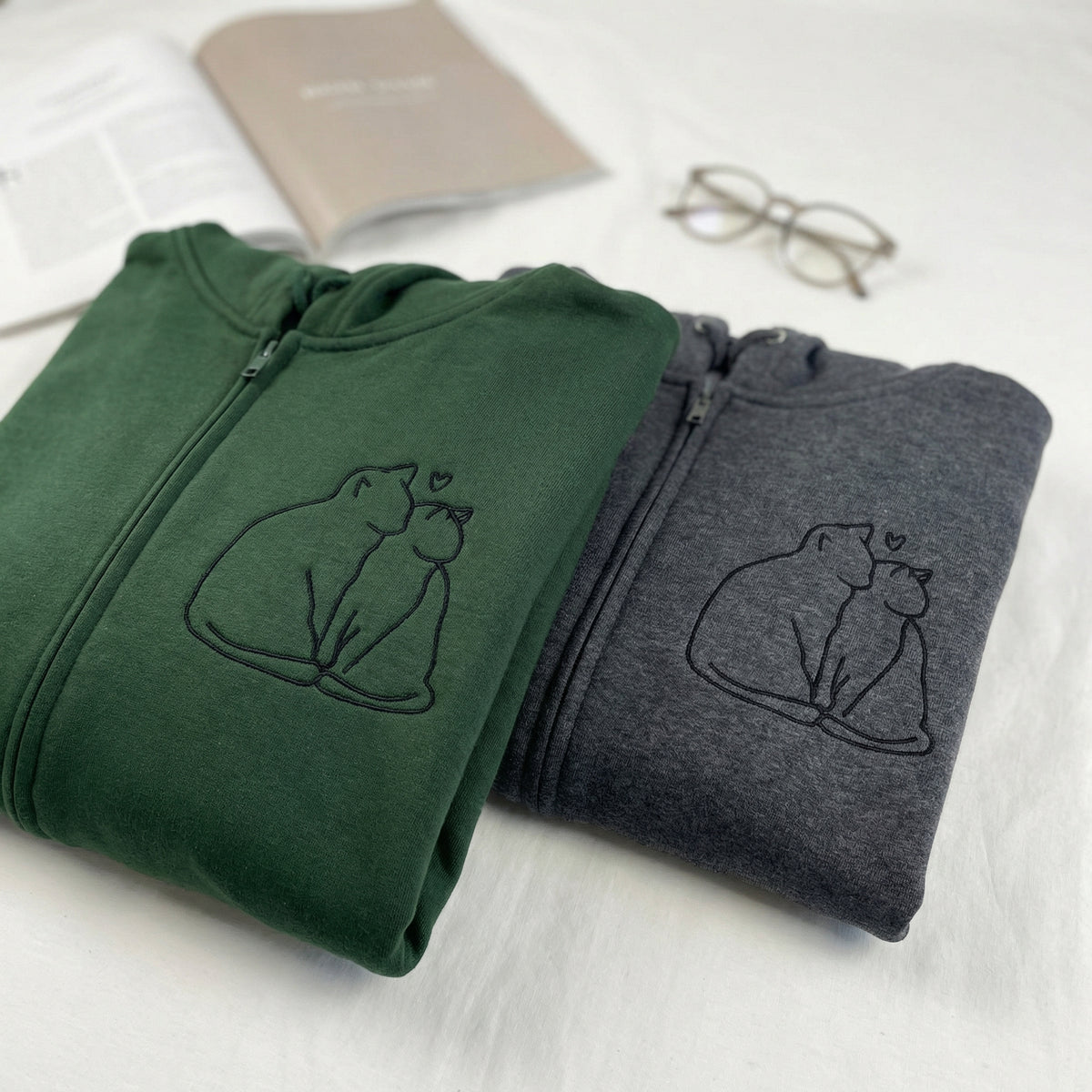Sweats à capuche brodés personnalisés assortis pour couples
