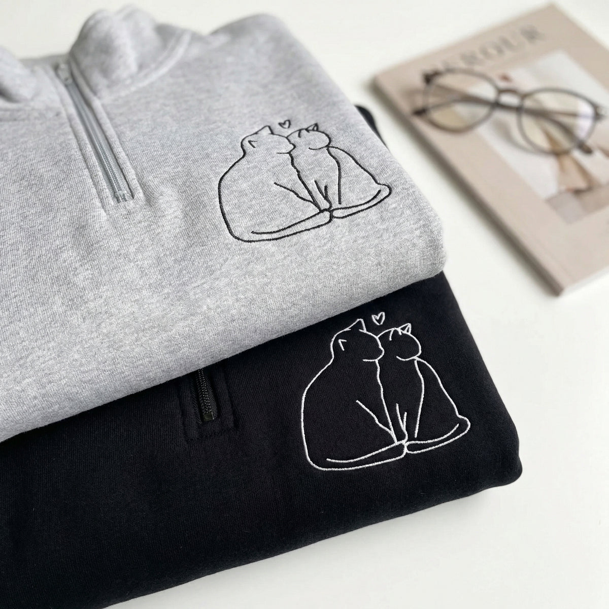 Sweats à capuche brodés personnalisés assortis pour couples