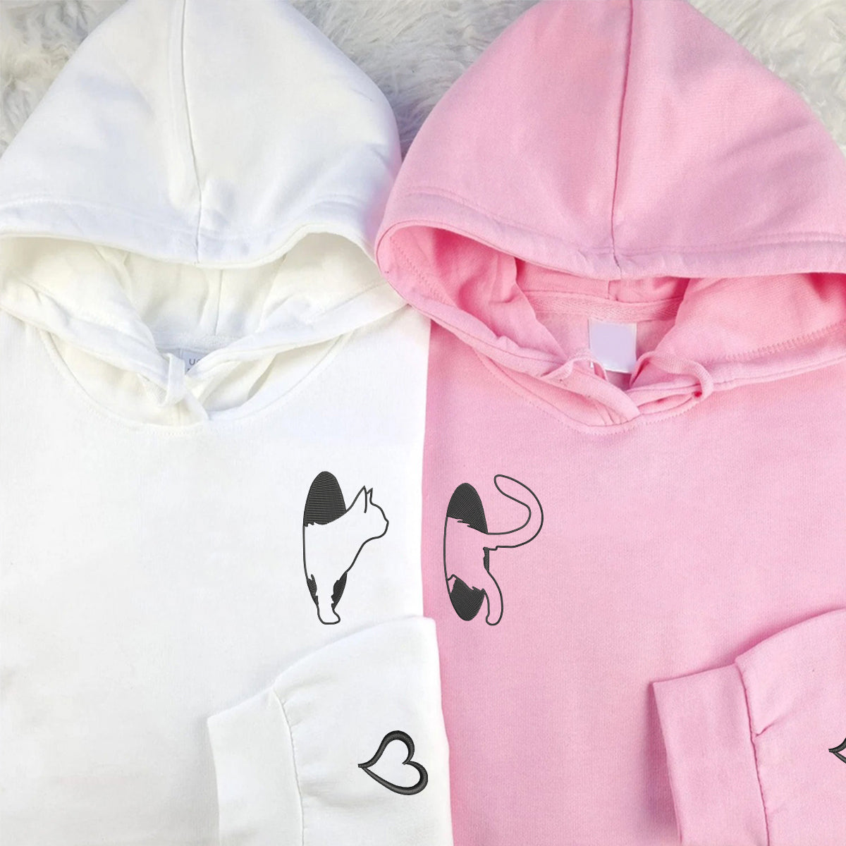 Sweats à capuche assortis brodés personnalisés pour couples