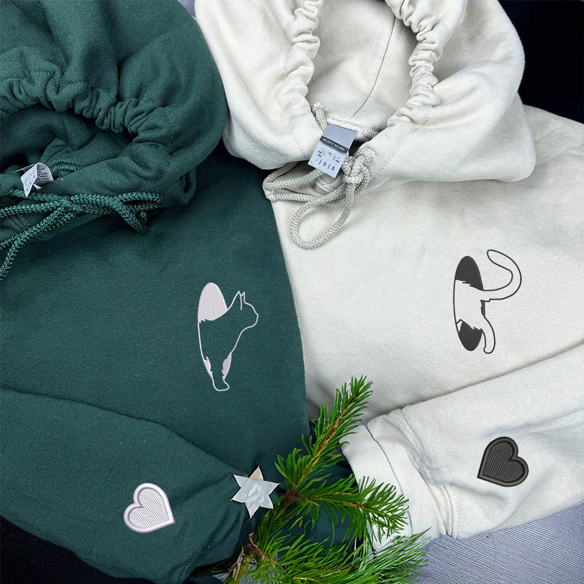 Sweats à capuche assortis brodés personnalisés pour couples