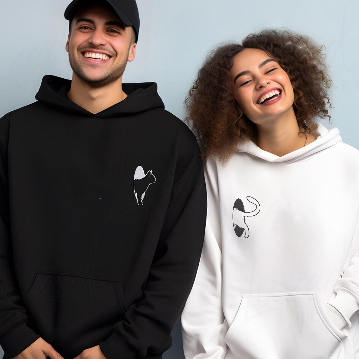 Sweats à capuche assortis brodés personnalisés pour couples