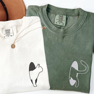 Custom Embroidered Cat Portal Matching T-shirts for Couples