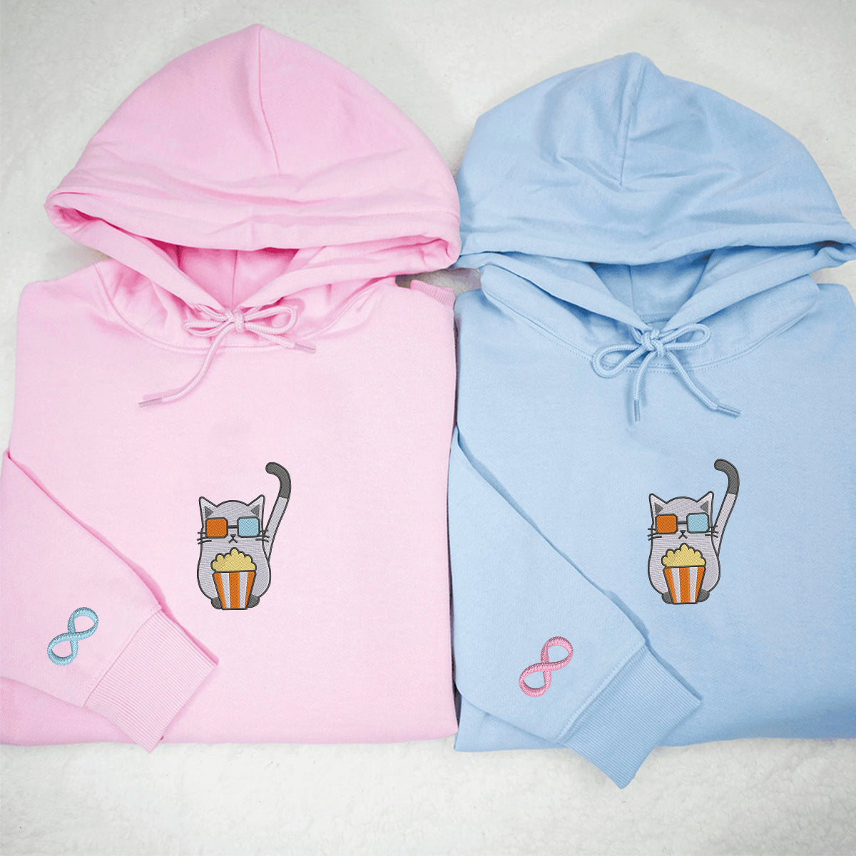 Individuell bestickte Katzen-Film-Hoodies für Paare