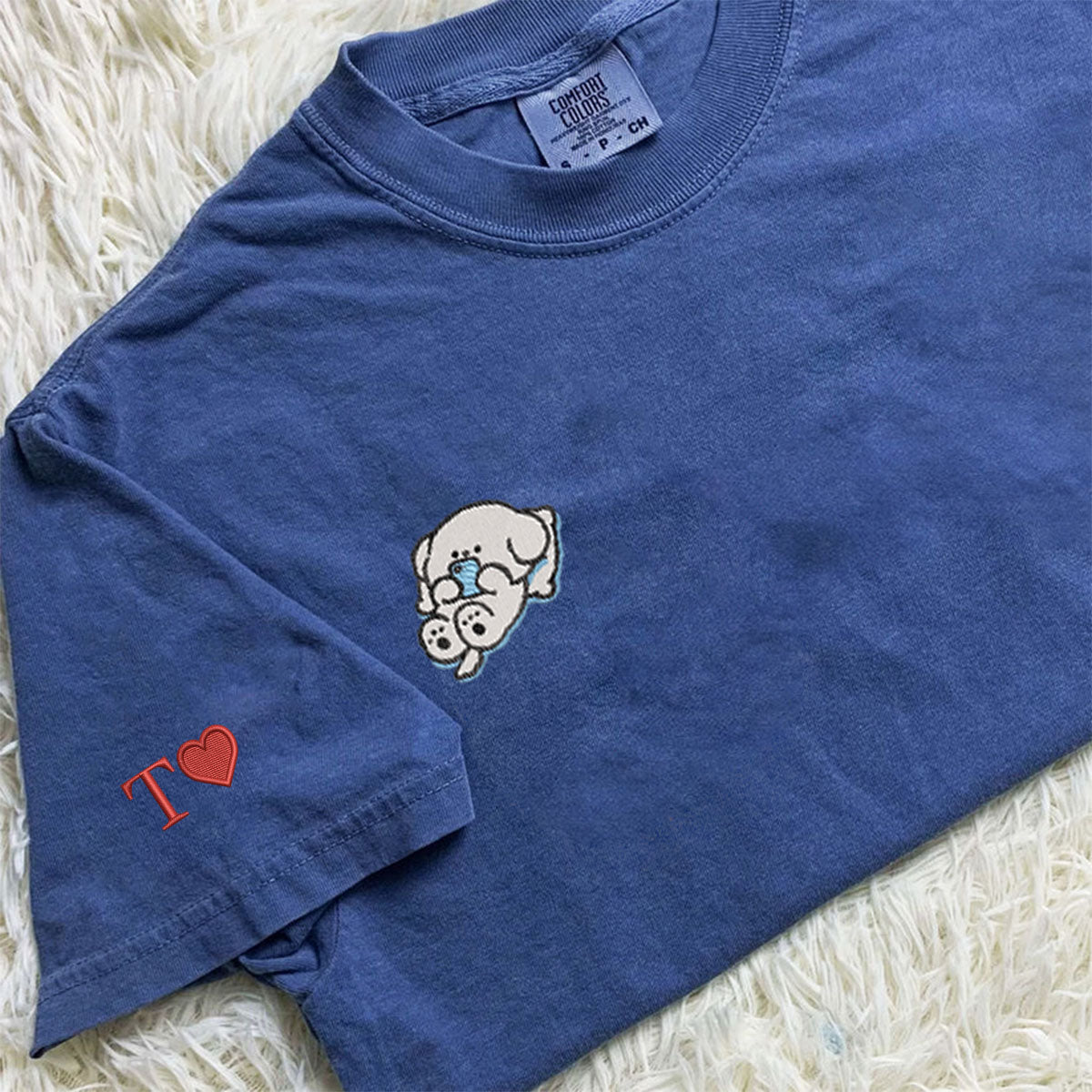 Custom Embroidered Cat x Dog Matching T-shirts for Couples