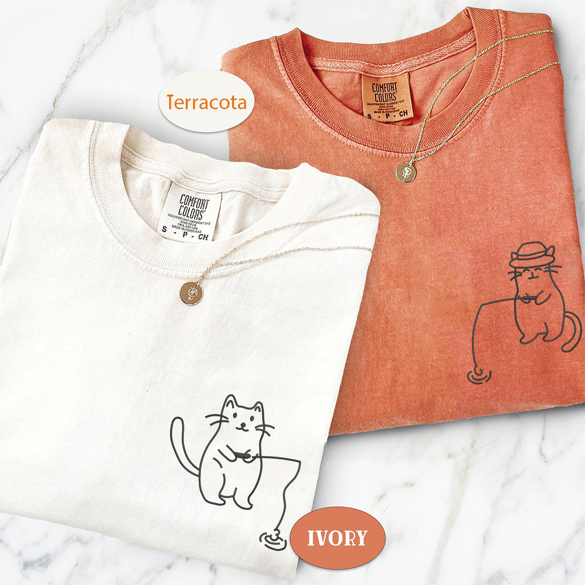 Individuell bestickte Katzen Angeln passende T-shirts für Paare