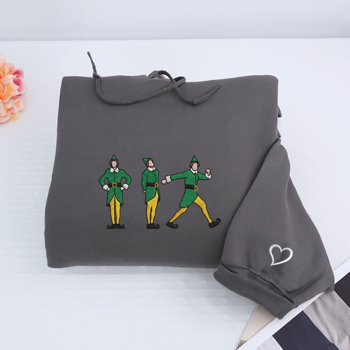 Individuell bestickte Engel- und Dämonenkatze-Kapuzenpullover für Paare