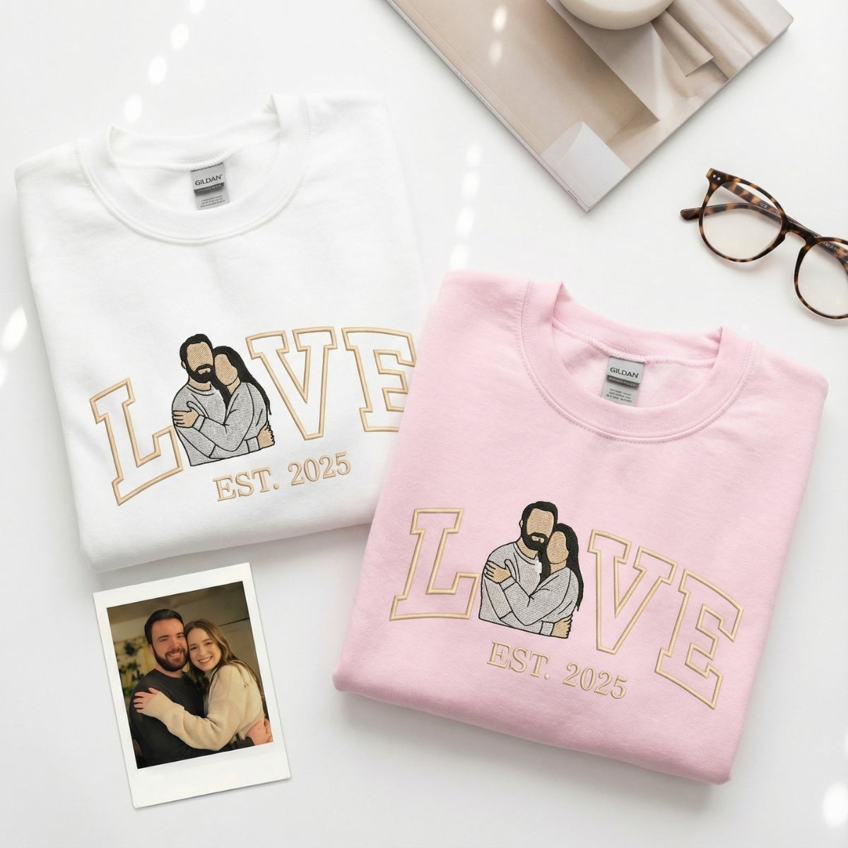 Sweats à capuche assortis brodés personnalisés avec ange et chat démon pour couples