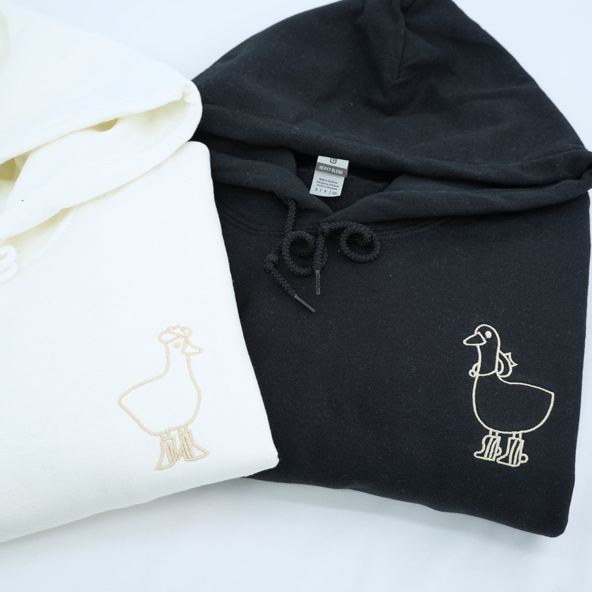 Custom Embroidered Cowboy Duck Matching Hoodies for Couples