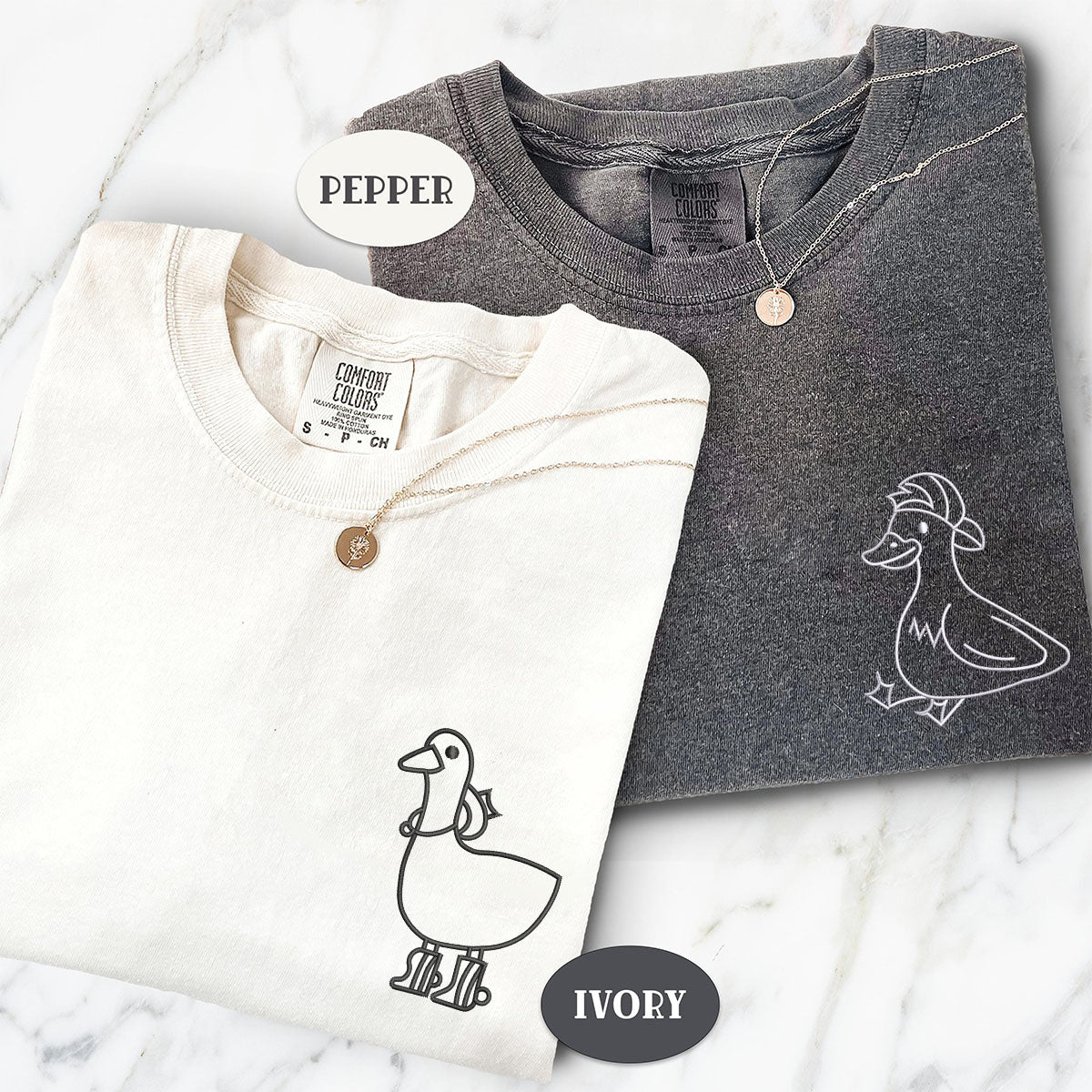 Custom Embroidered Cowboy Duck Matching T-shirts for Couples