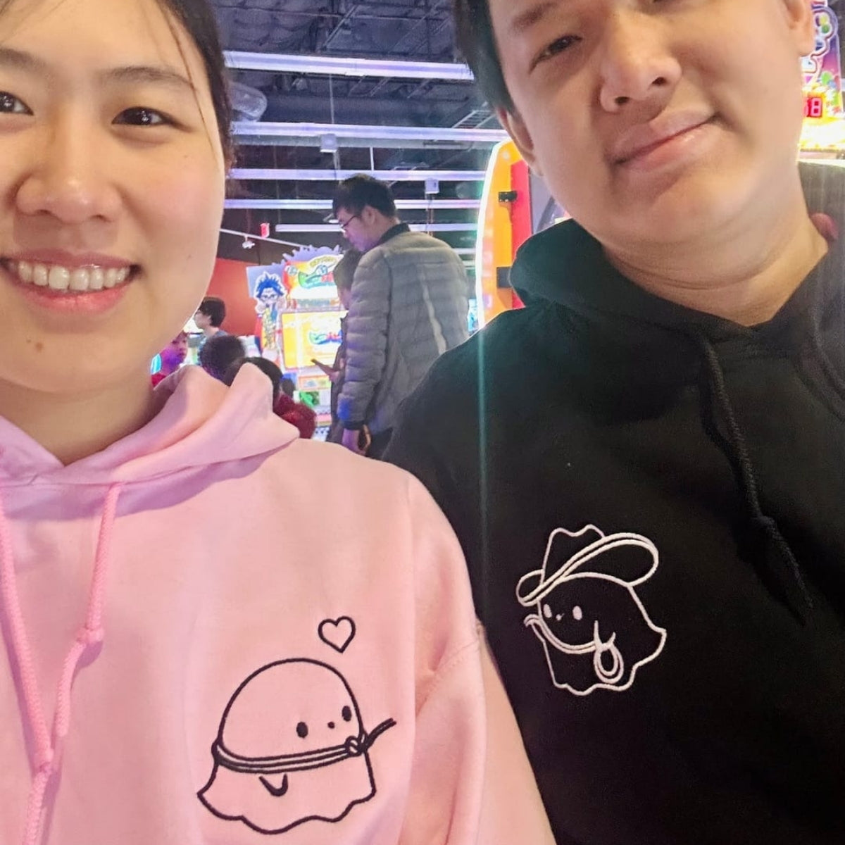 Benutzerdefinierte bestickte Cowboy Ghost Love passende Hoodies für Paare