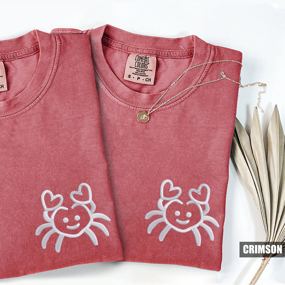 Custom Embroidered Crab Love Matching T-shirts for Couples
