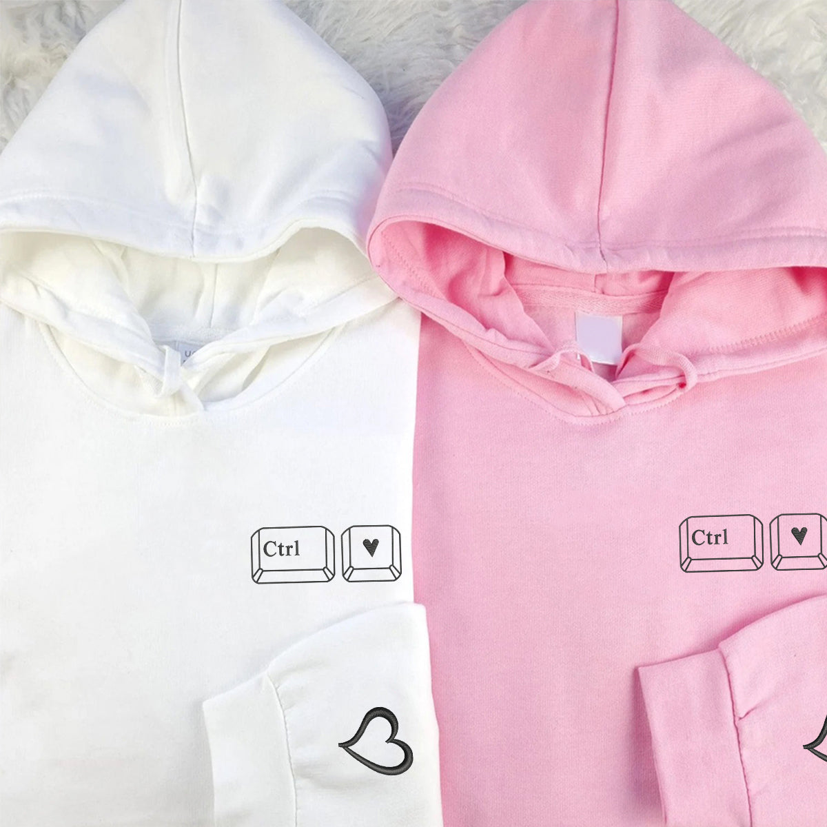 Custom Embroidered Ctrl Love Matching Hoodies for Couples