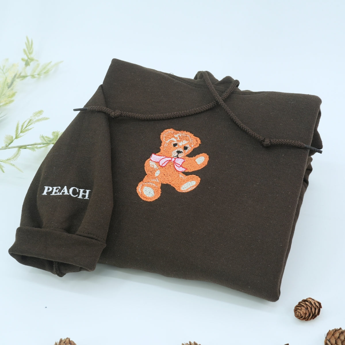 Sweats à capuche assortis avec ours mignon brodés personnalisés pour couples