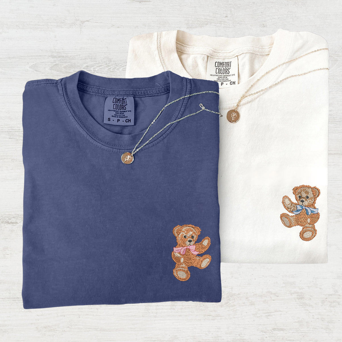 Custom Embroidered Cute Bear Matching T-shirts for Couples