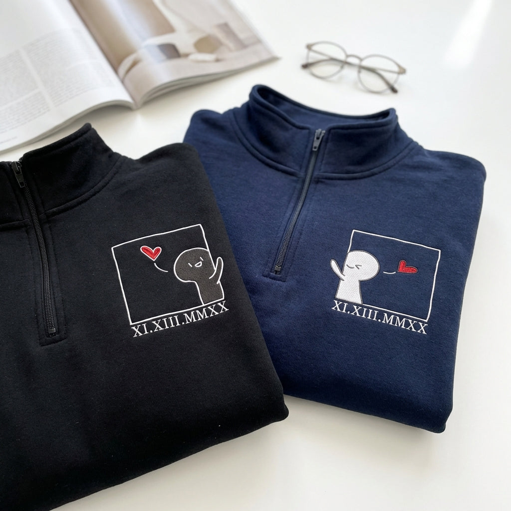 Sweats à capuche brodés personnalisés assortis pour couples