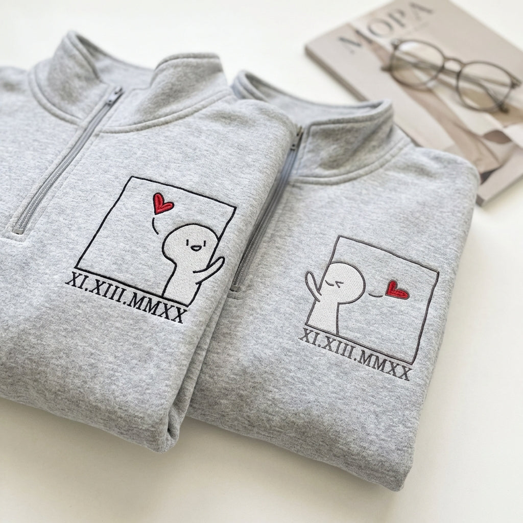 Sweats à capuche brodés personnalisés assortis pour couples