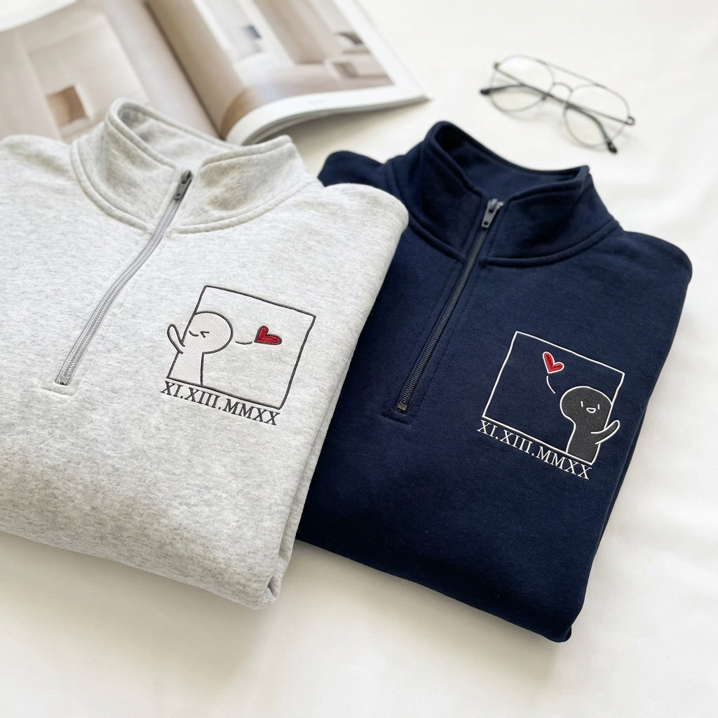 Sweats à capuche brodés personnalisés assortis pour couples