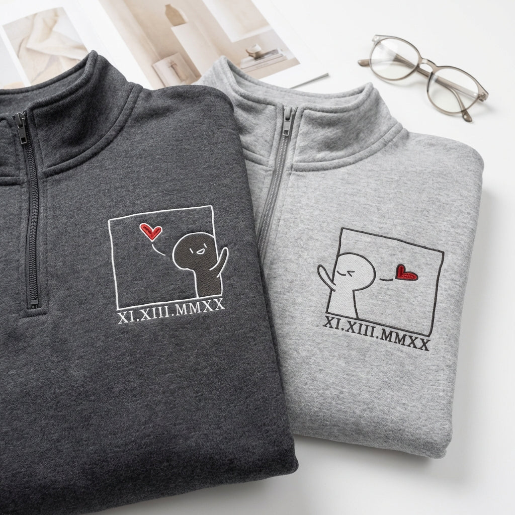 Sweats à capuche brodés personnalisés assortis pour couples