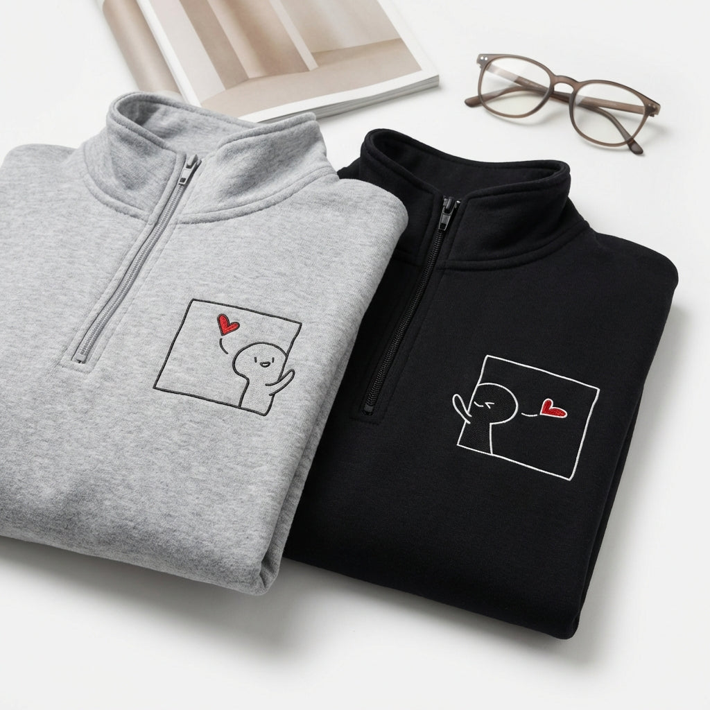 Sweats à capuche brodés personnalisés assortis pour couples