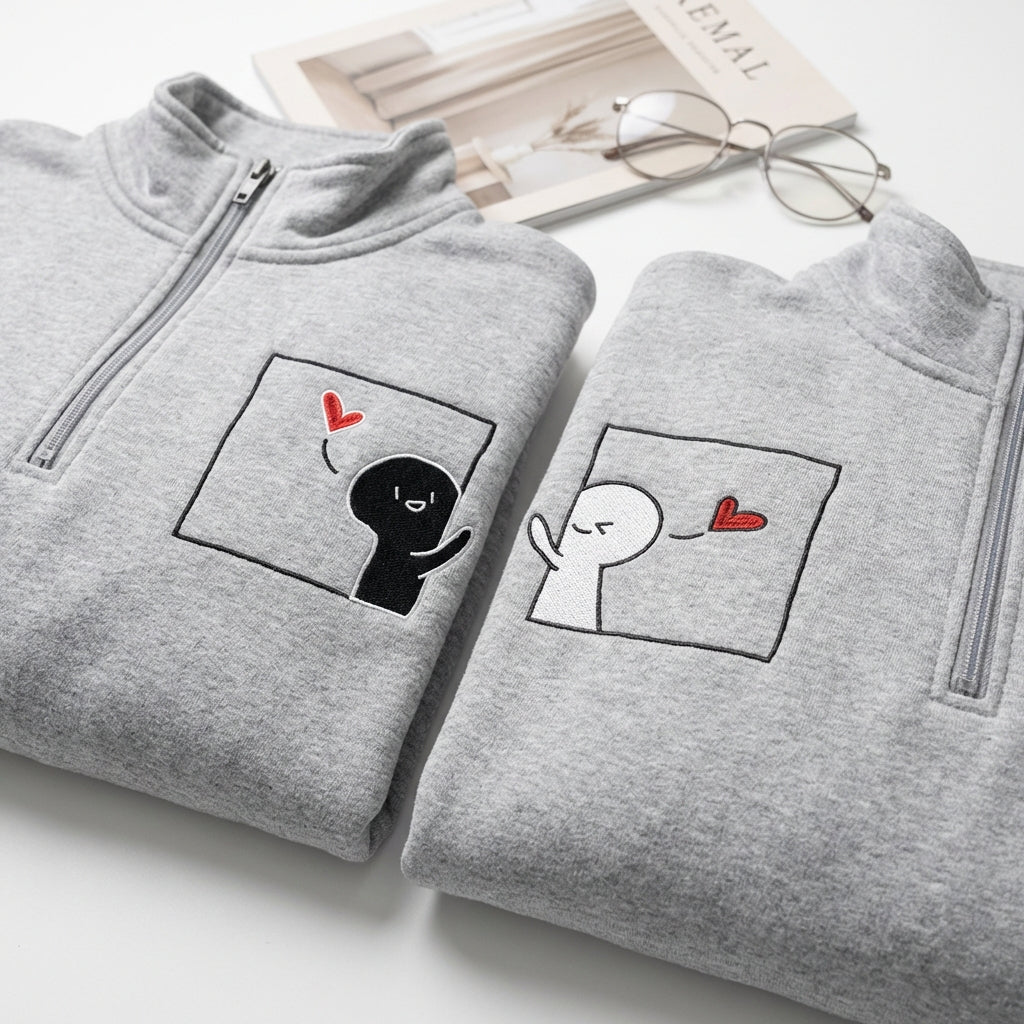 Sweats à capuche brodés personnalisés assortis pour couples