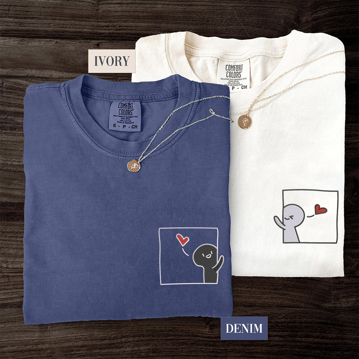 Individuell bestickte süße Cartoon-T-Shirts für Paare