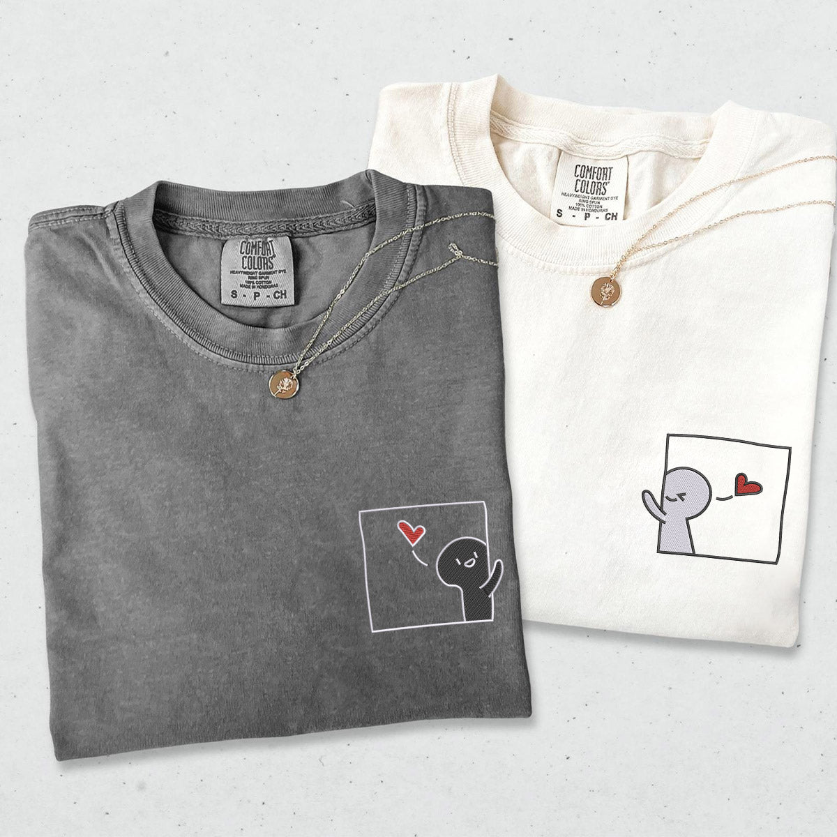 Individuell bestickte süße Cartoon-T-Shirts für Paare