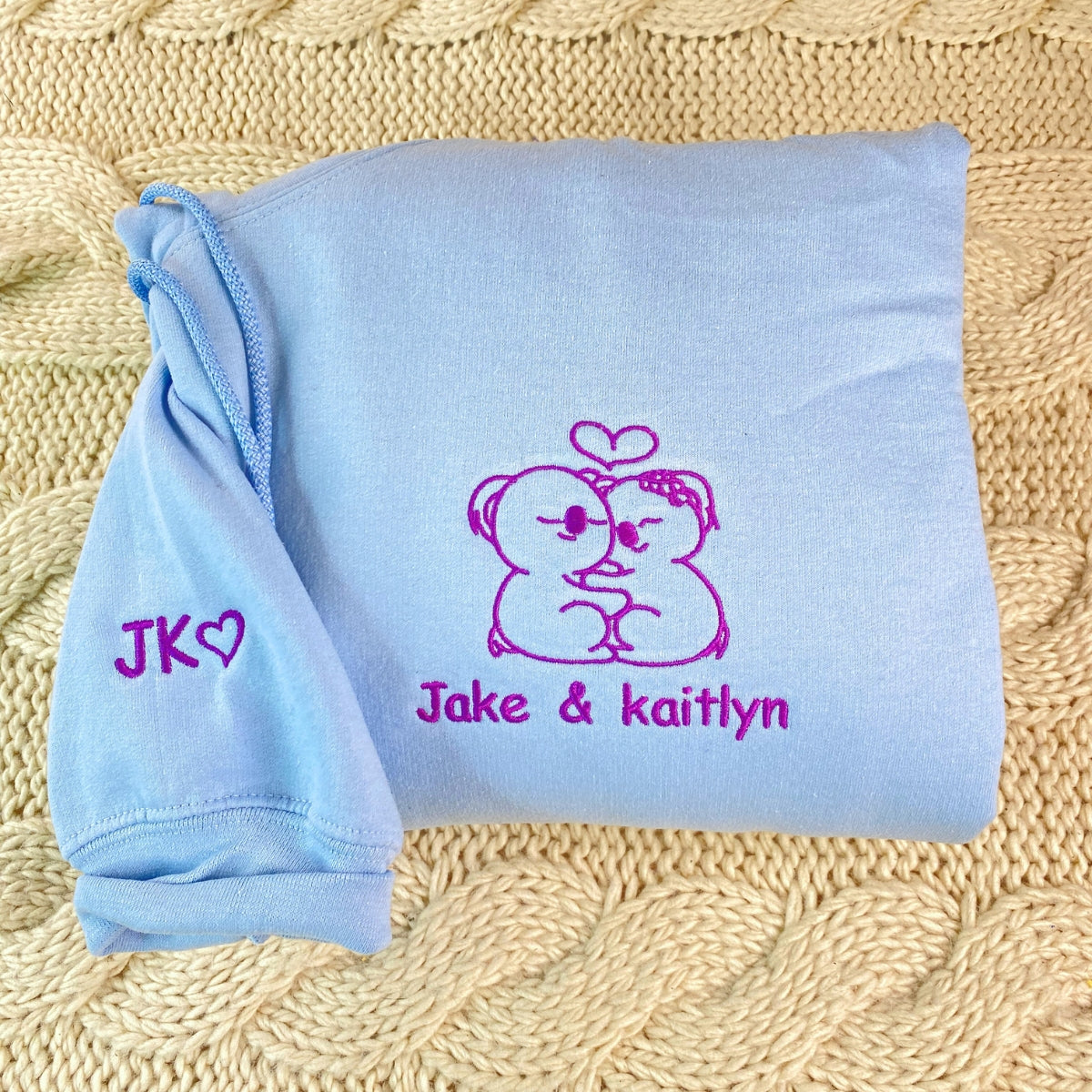 Individuell bestickte süße Koalabär-Kapuzenpullover für Paare