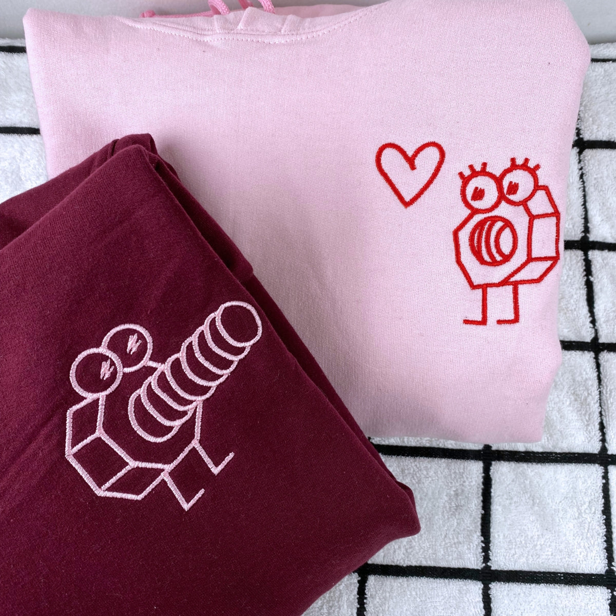 Benutzerdefinierte bestickte süße Schraube und Mutter passende Hoodies für Paare