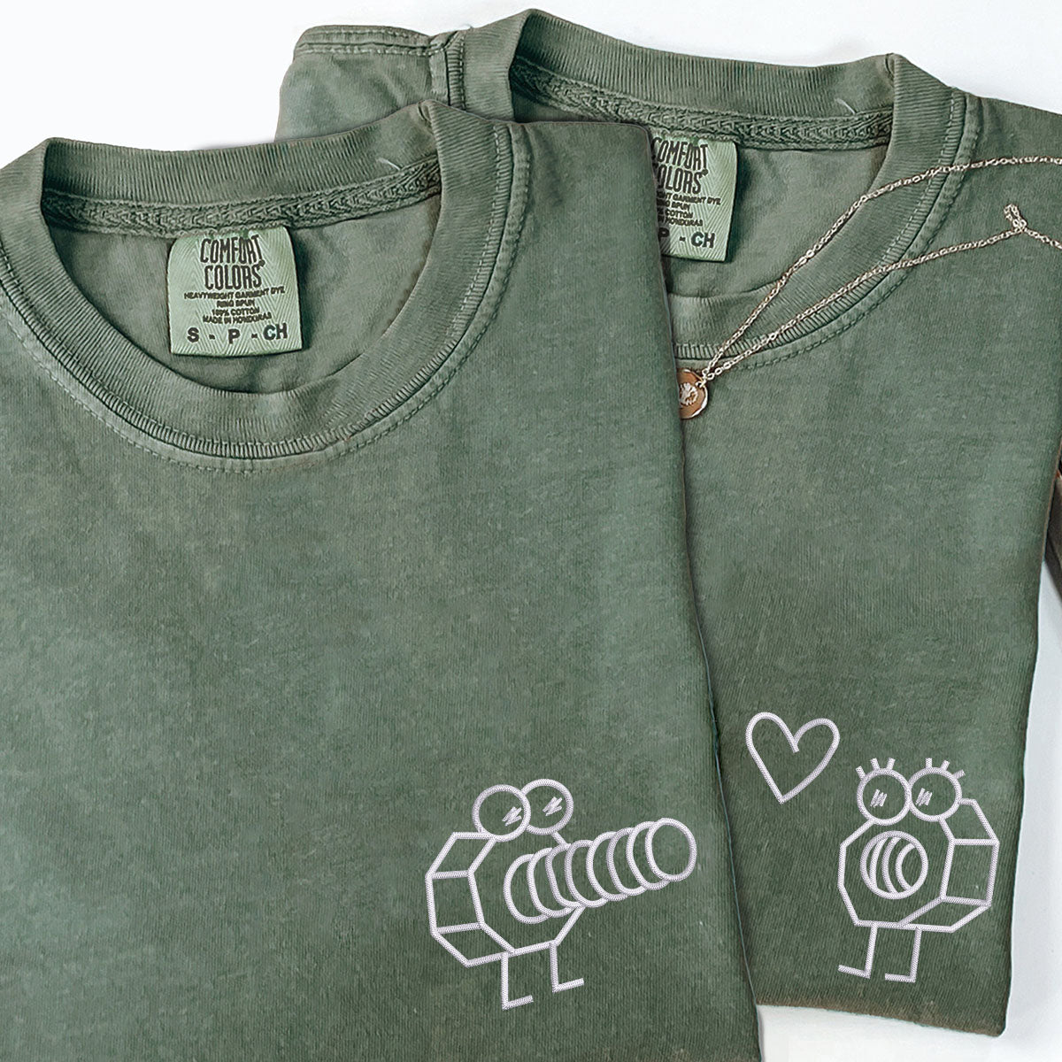 Custom Embroidered Cute Screw and Nut Matching T-shirts for Couples