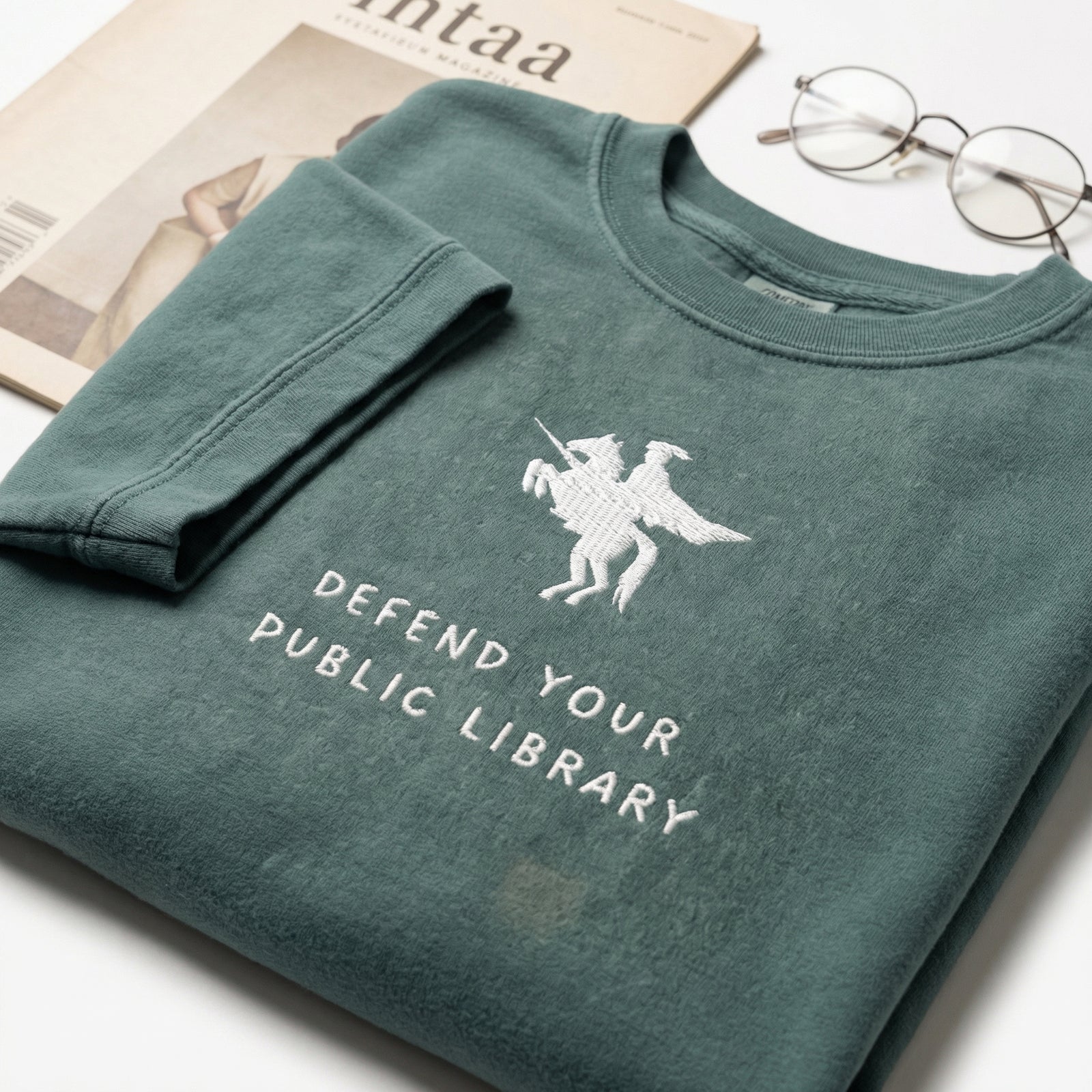 Custom Embroidered Defend Your Public Library T-Shirt - Bookish Librarian Gift
