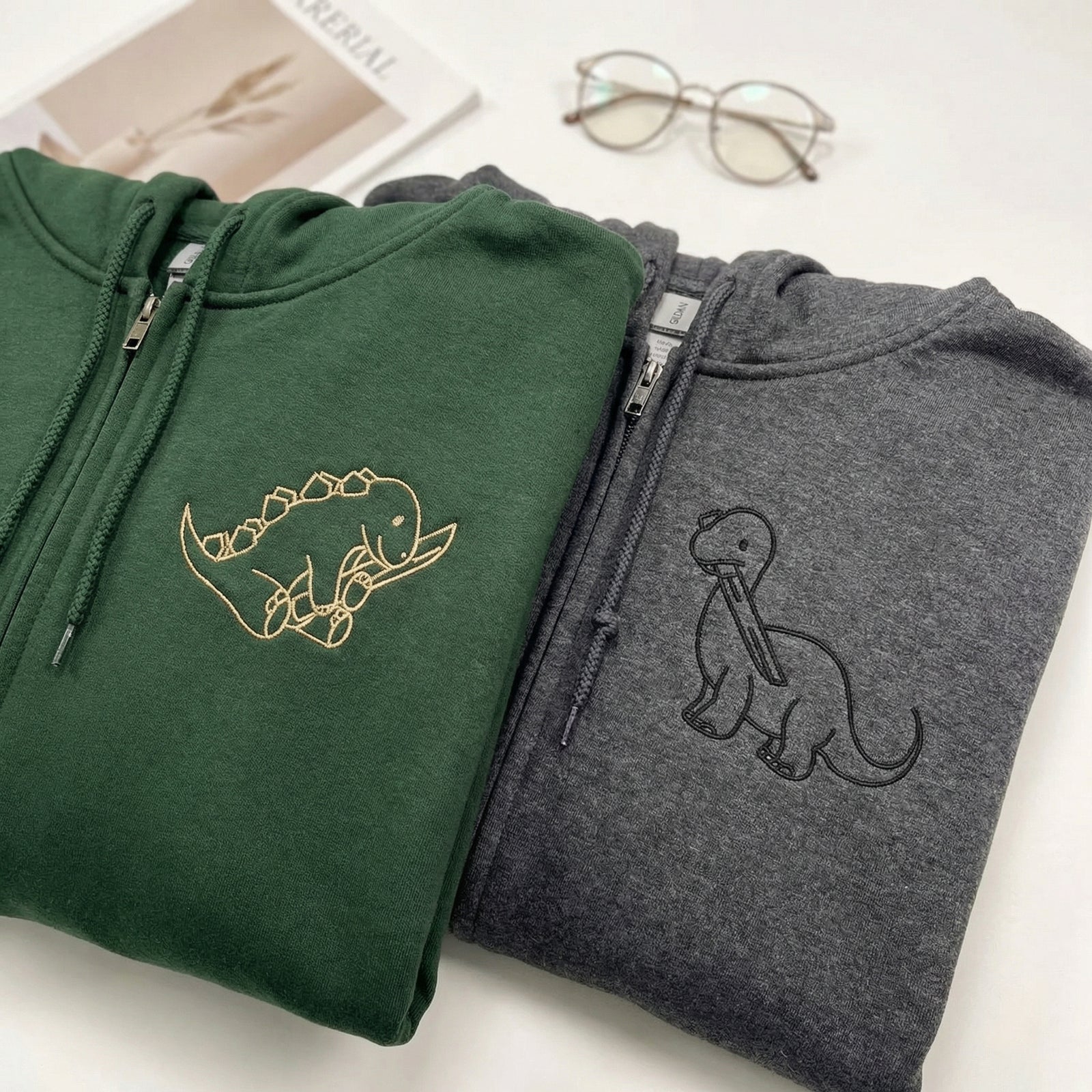 Sweats à capuche brodés personnalisés assortis pour couples