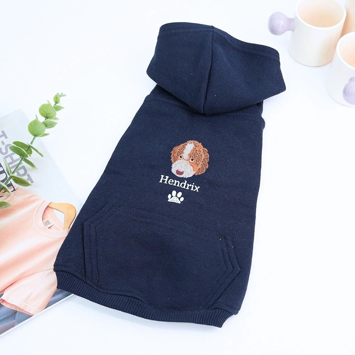 Individuell bestickte Engel- und Dämonenkatze-Kapuzenpullover für Paare