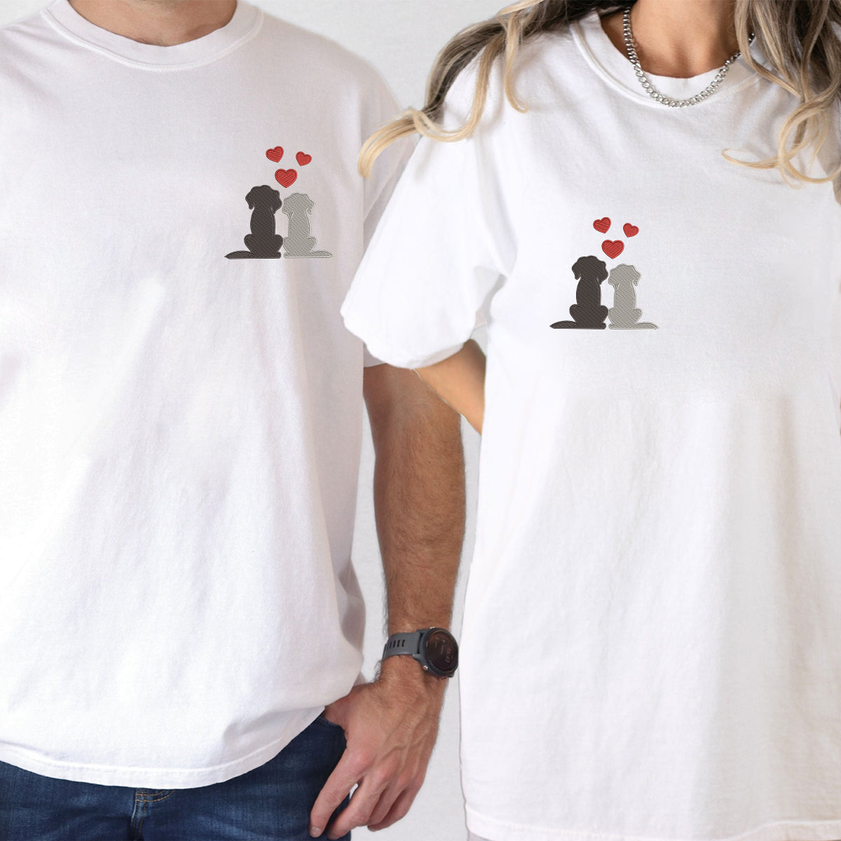 T-shirts assortis brodés personnalisés Roi et Reine des Grenouilles pour couples
