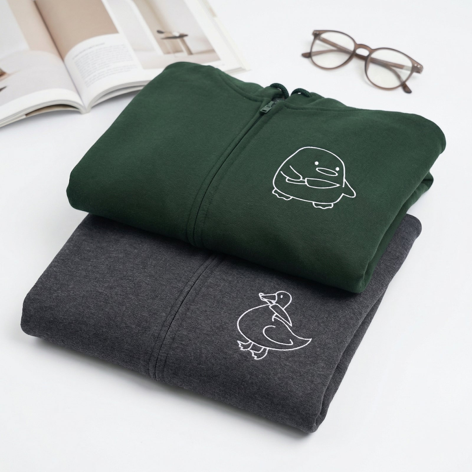 Sweats à capuche brodés personnalisés assortis pour couples