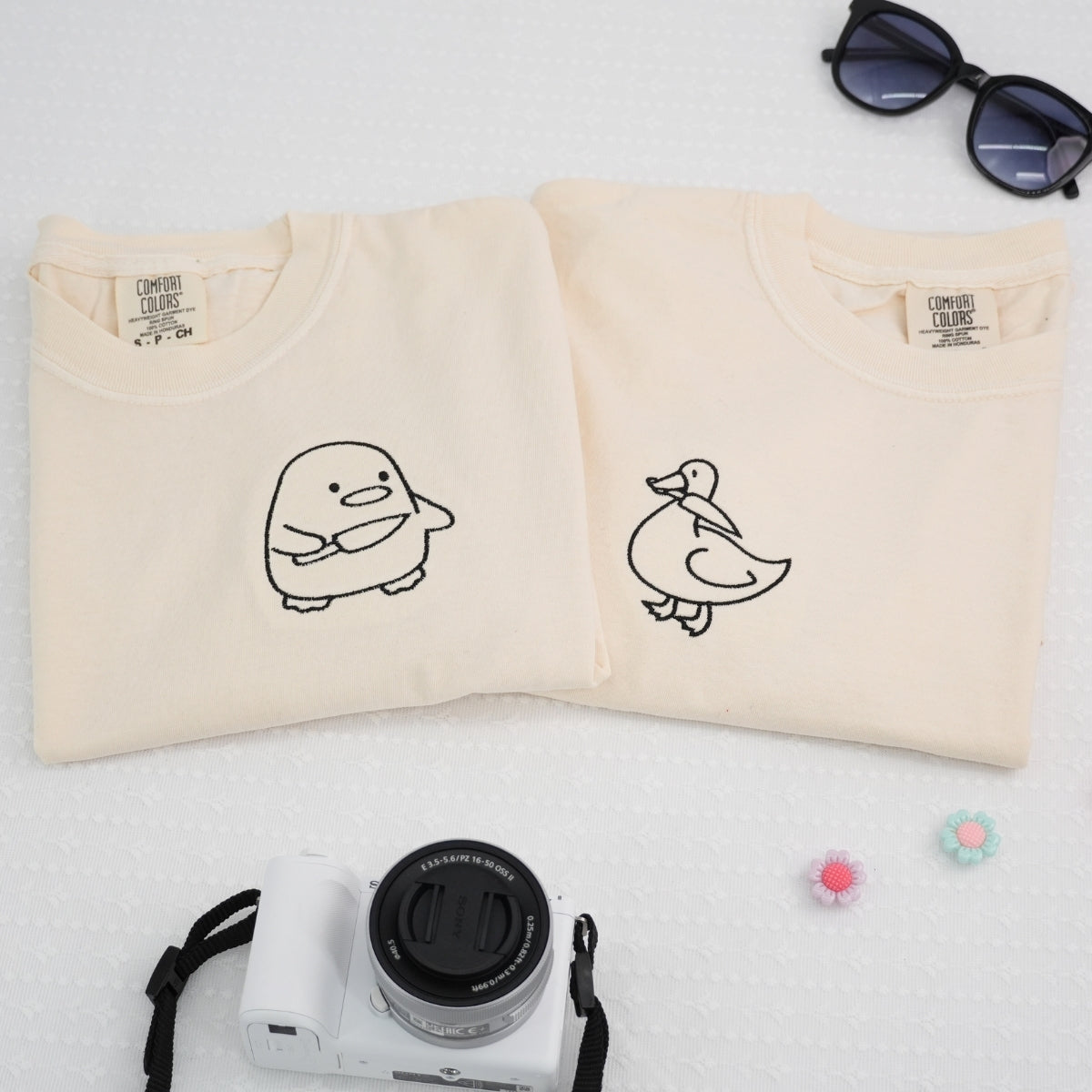 Custom Embroidered Duck Duck Goose Matching T-shirts for Couples