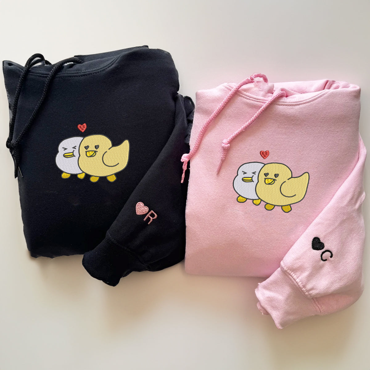 Individuell bestickte Duck Love Passende Hoodies für Paare