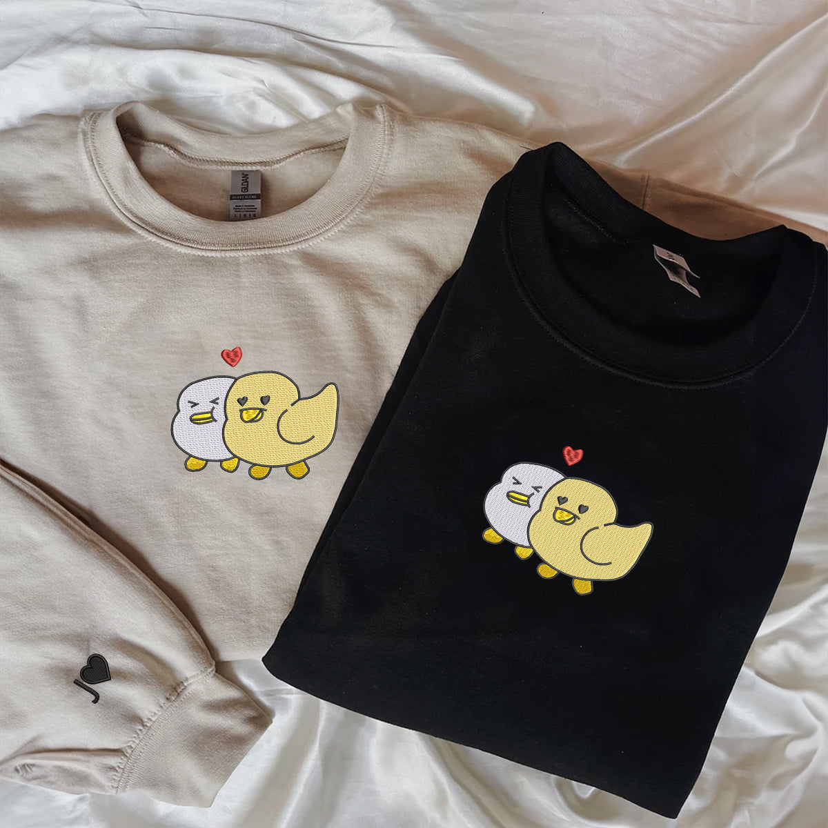 Individuell bestickte Duck Love Passende Hoodies für Paare