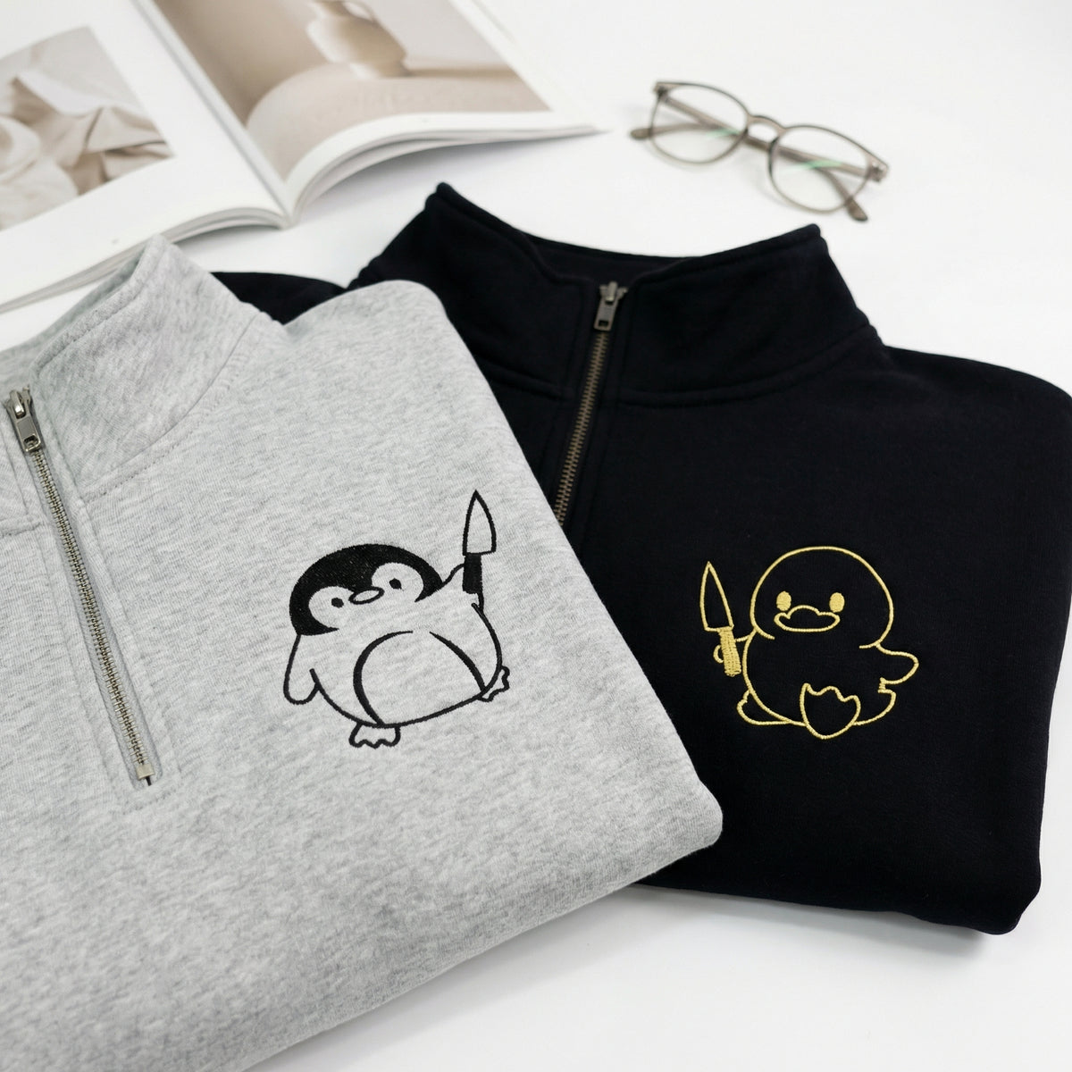 Sweats à capuche brodés personnalisés assortis pour couples