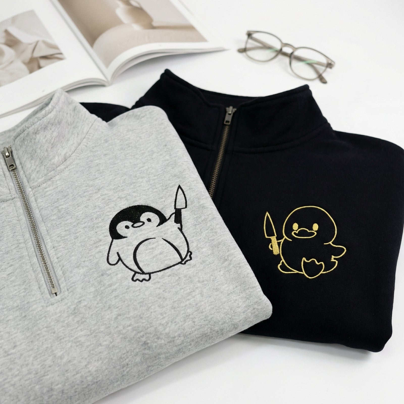 Sweats à capuche brodés personnalisés assortis pour couples