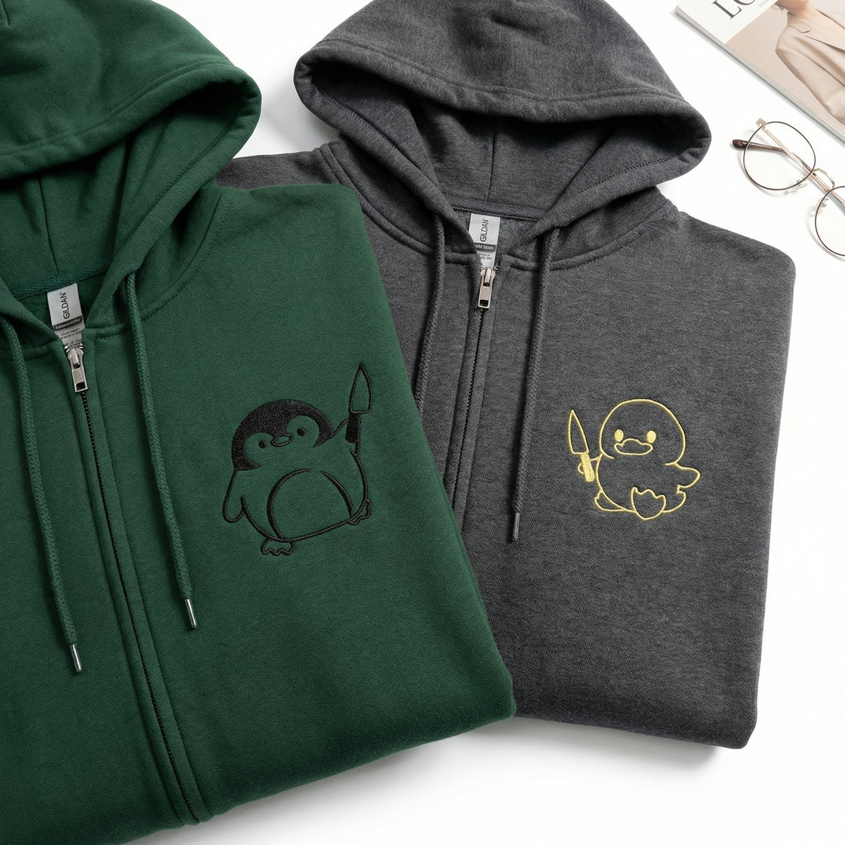 Sweats à capuche brodés personnalisés assortis pour couples
