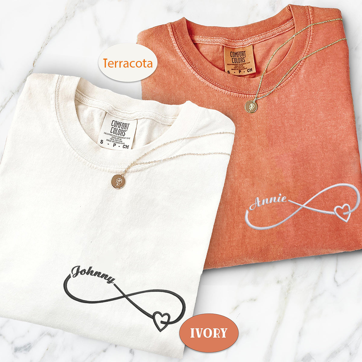 Custom Embroidered Eternal Love Matching T-shirts for Couples