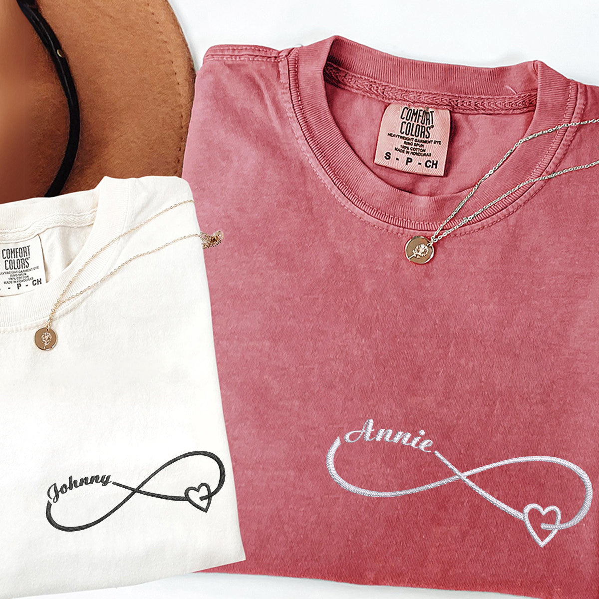 Custom Embroidered Eternal Love Matching T-shirts for Couples
