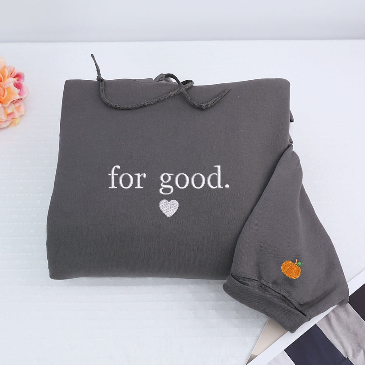 Individuell bestickte Engel- und Dämonenkatze-Kapuzenpullover für Paare