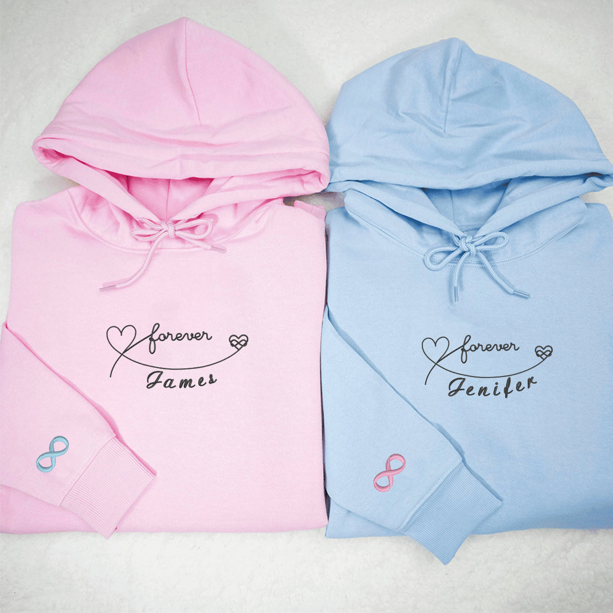 Sweats à capuche assortis brodés personnalisés avec ange et chat démon pour couples