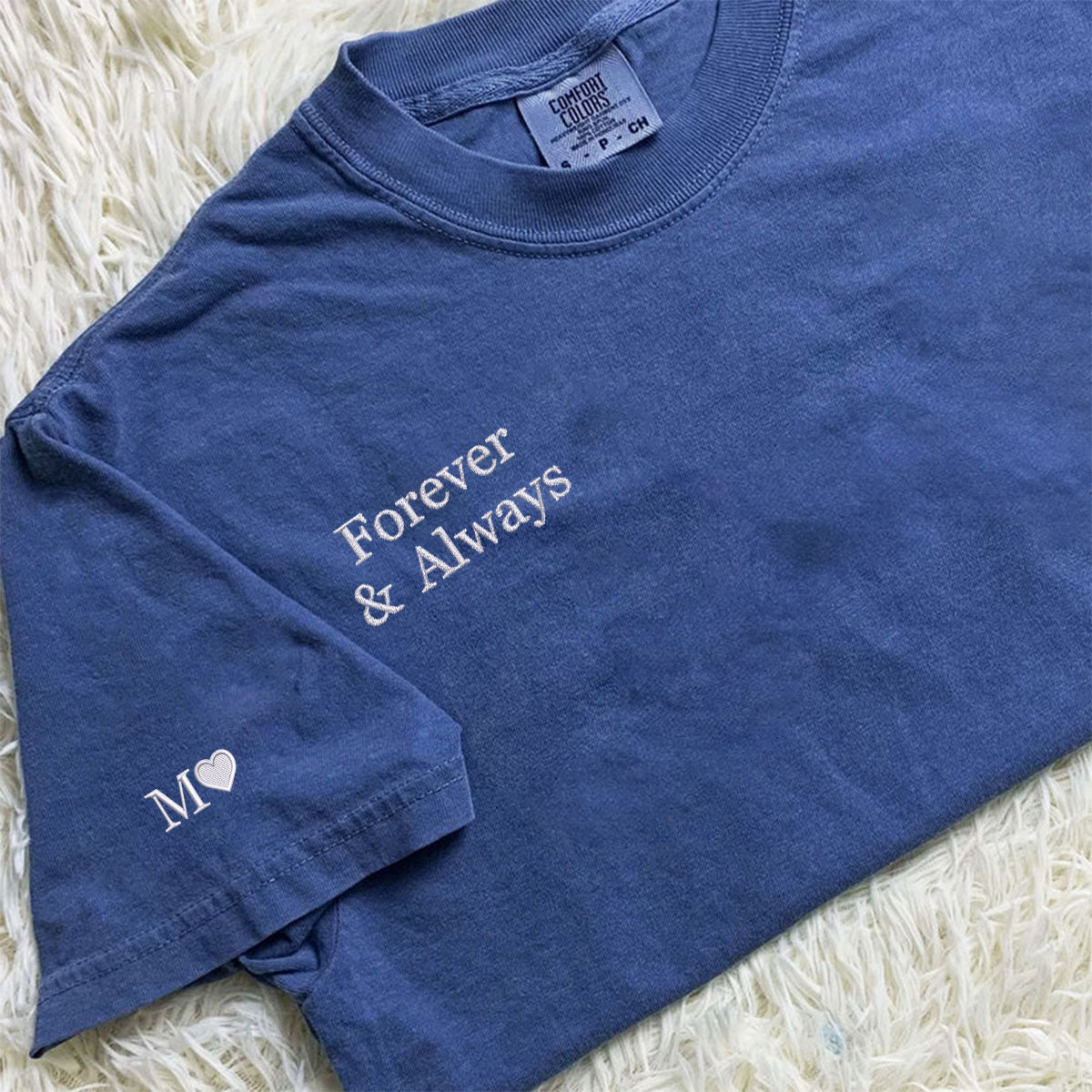 Custom Embroidered Forever and Always Matching T-shirts for Couples