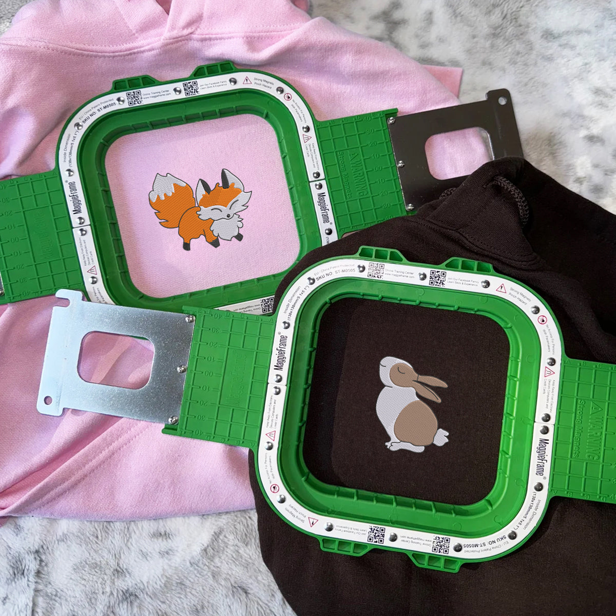 Individuell bestickte Fuchs- und Kaninchen-Kapuzenpullover für Paare